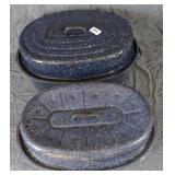 2 Blue Speckle Enamelware Roasters
