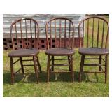 3 Turned & Bentwood Plank Bottom Chairs