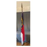 NC Flag w/ Spear Finial & Iron Tripod Base