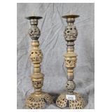 Pair of Openwork Brass Pricket Candlesticks