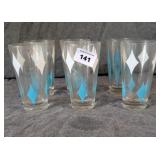 6 Mid Century Turquoise Tumblers -1 is different