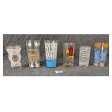 6 Various Vintage Glass Tumblers