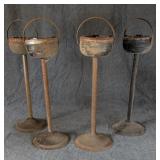 4 Vintage Smoking Stands as found