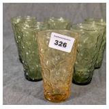 5 Green & 1 Yellow Anchor Hocking Milano Tumblers
