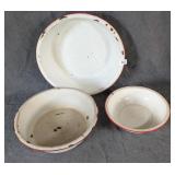 3 Enamelware Pans