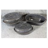 Enamelware Roasters, 1 w/ Repair