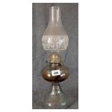 Oil Lamp with Stenciled Shade