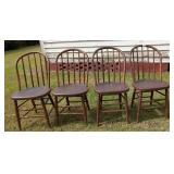 4 Turned & Bentwood Plank Bottom Chairs