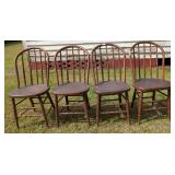4 Turned & Bentwood Plank Bottom Chairs
