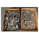 Two Boxes of Stainless & Silverplate Flatware