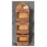 Wood Mail Sorter & Key Holder w/ Rooster