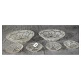 2 Large & 4 Small Federal Glass Heritage Bowls
