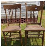 2 Pressback Chairs with Leather Seats