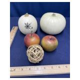 Decor lot including real white pumpkins