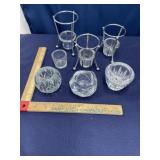 Glass votives lot some with metal stands