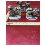 Owls and Squirrels figurine lot porcelain and