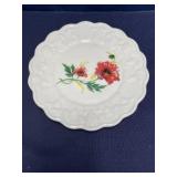 2 vintage 8 inch milk glass plates fruits and