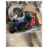 Box lot of miscellaneous tools, hardware