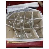 Box of assorted wine glasses case included