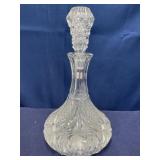 Etched crystal / glass decanter about 12 inches