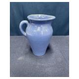 Blue glazed pottery pitcher 5.5 inches tall