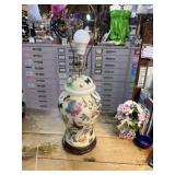 Vintage butterfly bird flower lamp