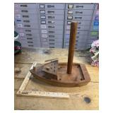 Vintage wooden boat paper towel holder for crab