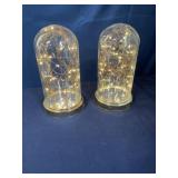 2 Light up glass globes 10 inches tall