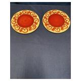 Two Pier 1 hand, painted earthenware 8 inch