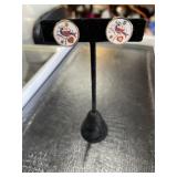 Screw back earrings cloisonnï¿½ bird hex sign