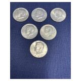 6 Kennedy half dollars from 1980s