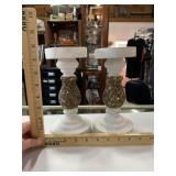 Set of two candle holder stands, white with