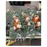 Lot of 6 fake flower arrangements, orange, white,