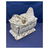 Santa in sleigh cookie jar some paint wear 6 x 10