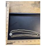 Vintage Pearlescent Silvertone Necklace. Double