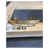 Goldtone Qitian Cuff Bracelet Engraved