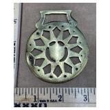 Vintage cast horse brass shield emblem