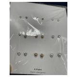 9 pairs of stud earrings clear stones, faux