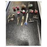 Mixed lot cuff links, tie tacks, tie clips, etc.
