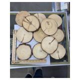 Lot of 12 wood log slabs, table center pieces,
