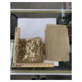 Gold sequin long table runner and burlap scrap