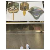 3 vintage advertising fans