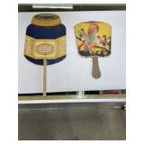 2 vintage advertising fans