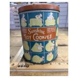 Sunshine Toy Cookie Can with Lid Vintage Metal