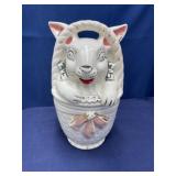 Vintage Bunny in a Basket ceramic cookie jar 12