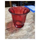Red glass vase 6 x 6 inches
