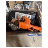 Box lot of miscellaneous tools, hardware