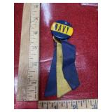Vintage NAVY button pin with ribbons