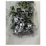 Commercial necklace lot green beads and frogs