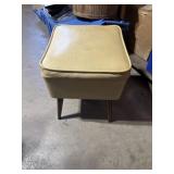 MCM pencil leg,Vintage sewing stool with contents